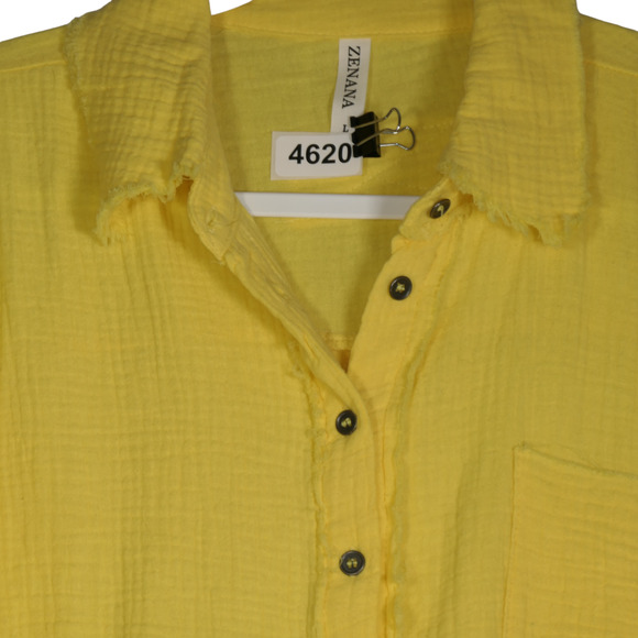 Yellow Jacket Womens Large  Pocket 100% Cotton Factory Frayed Hems Button Front - Picture 8 of 10